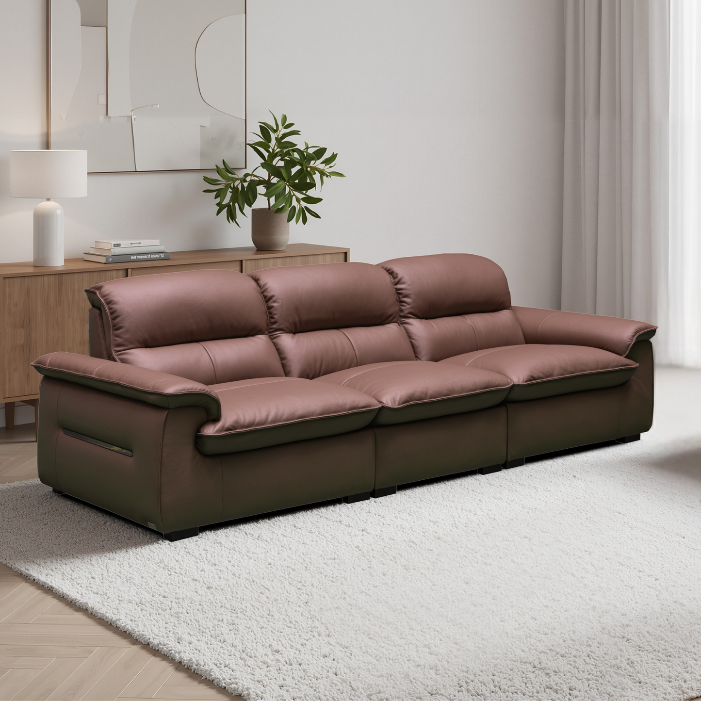 Klaussner Vionetta Leather Sofa In Dark Brown