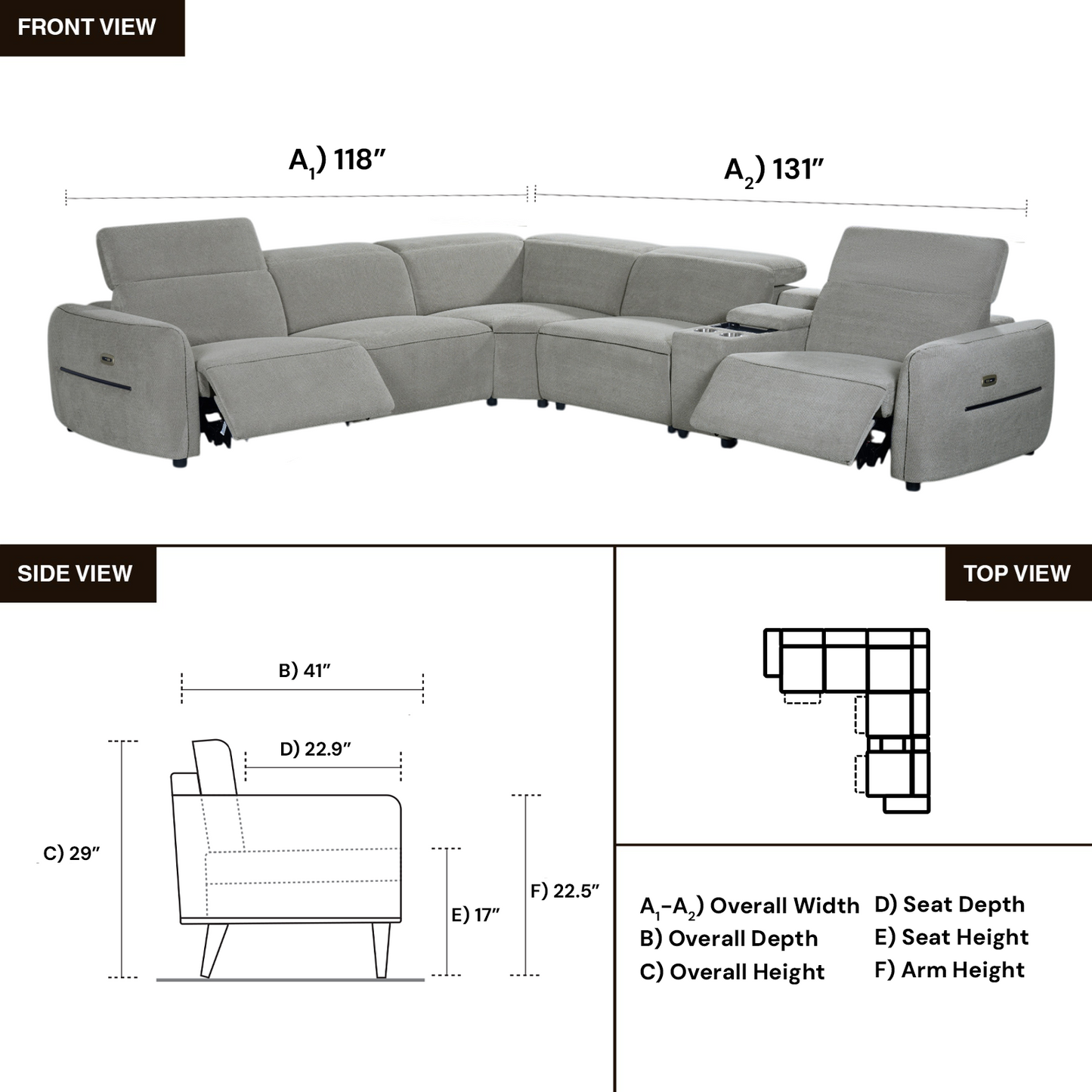 Klaussner Zentis Power Reclining Modular Sectional Sofa