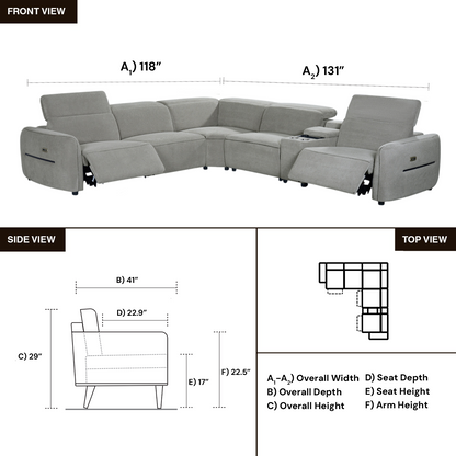 Klaussner Zentis Power Reclining Modular Sectional Sofa