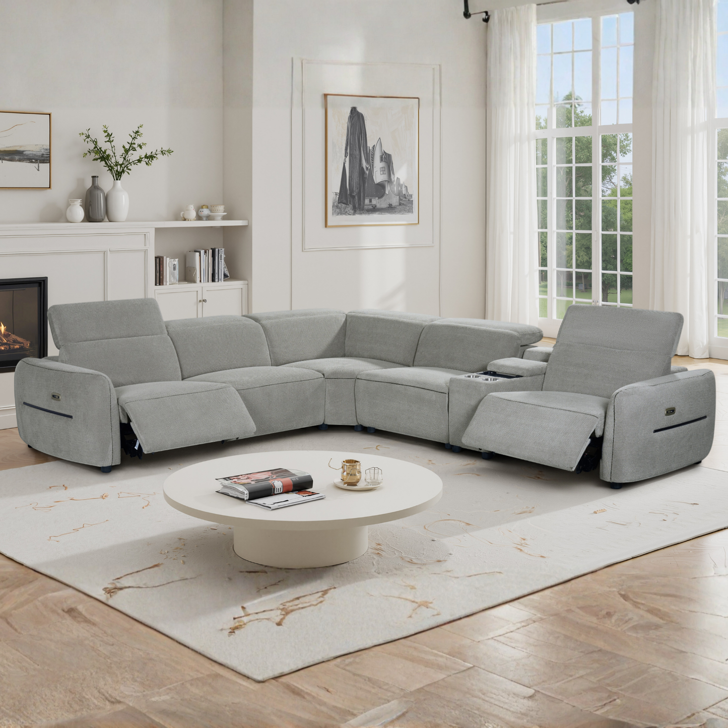 Klaussner Zentis Power Reclining Modular Sectional Sofa