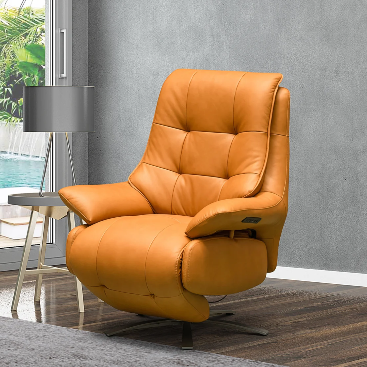 Klaussner Divano Swivel Power Recliner Lift Chair in Blue