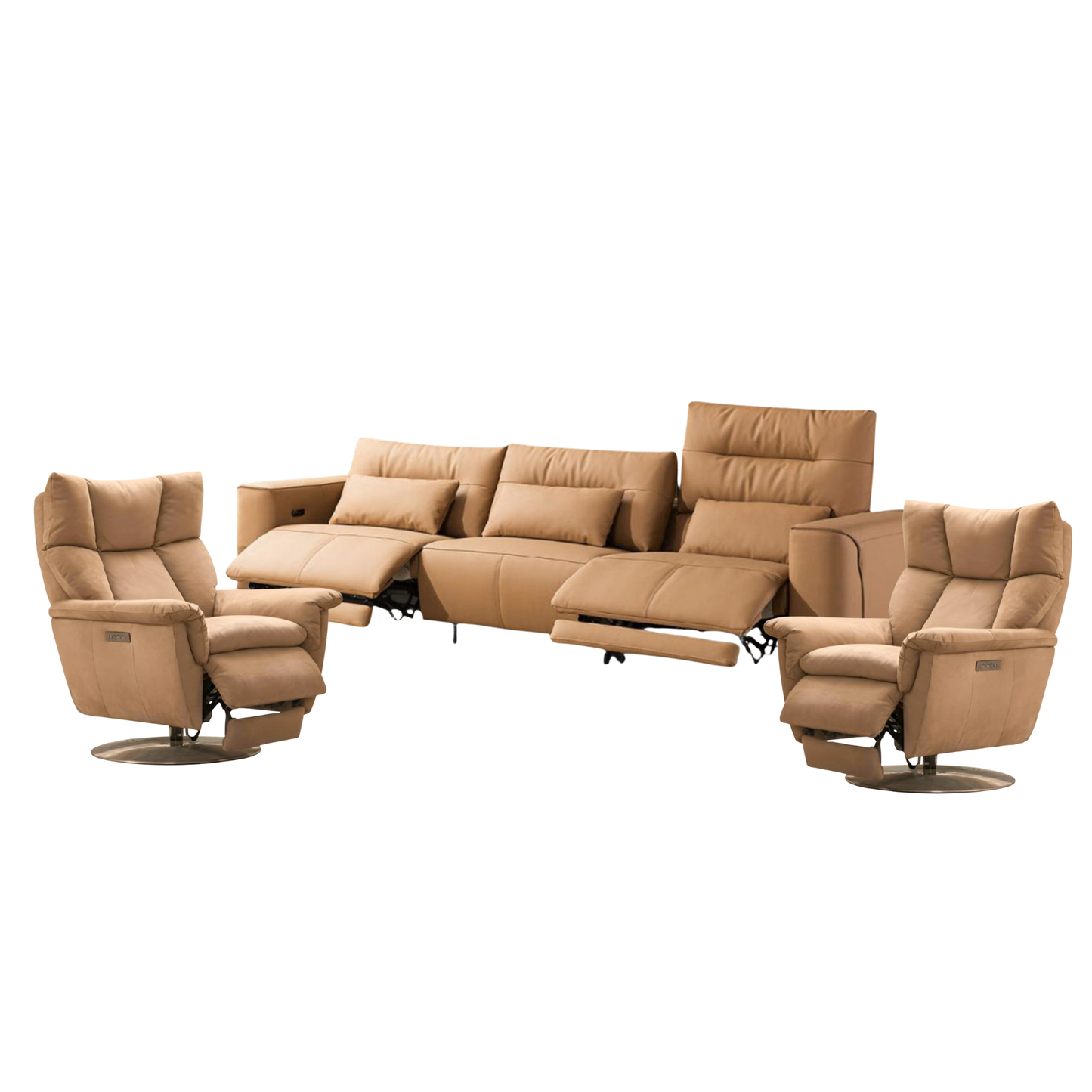 Klaussner Alessandro 3-Seater Leather Power Recliner Sofa With Chair