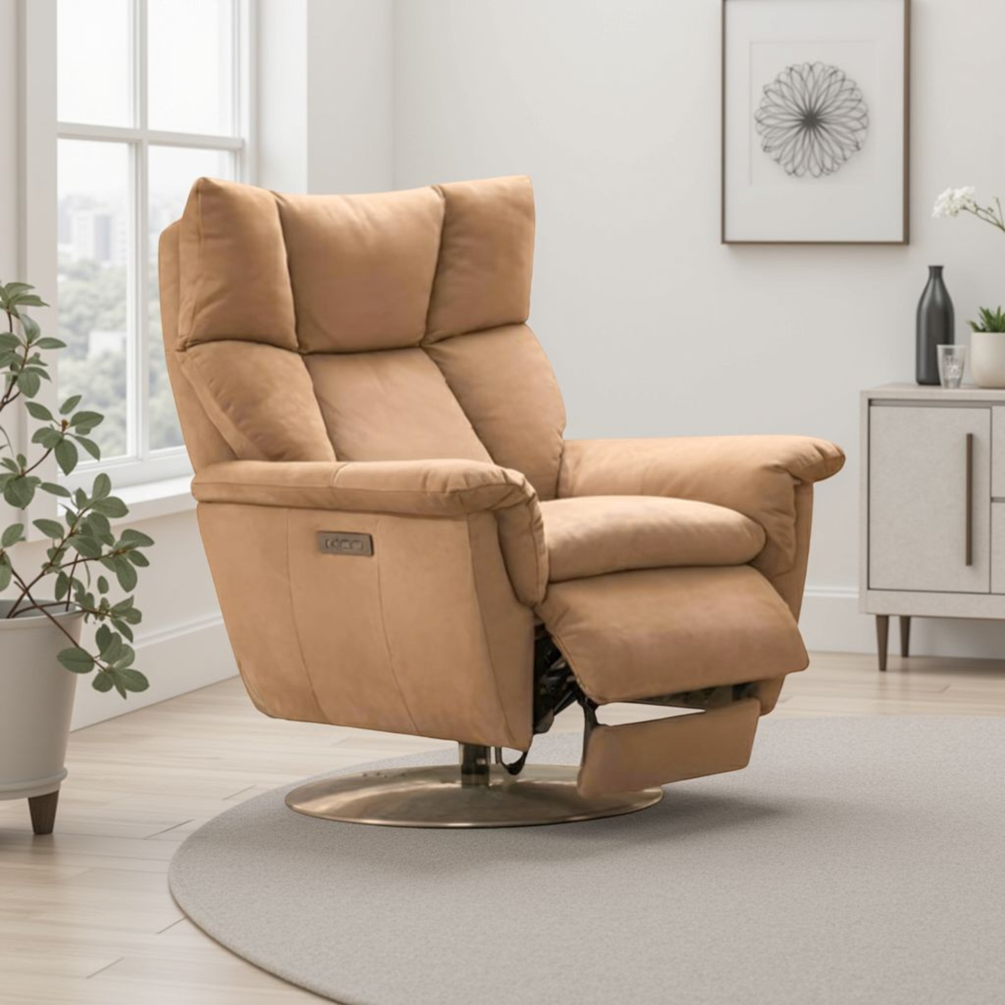 Klaussner Alessandro 3-Seater Leather Power Recliner Sofa With Chair