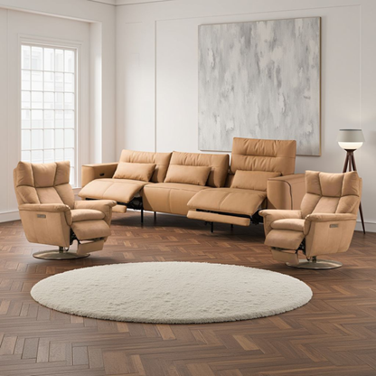 Klaussner Alessandro 3-Seater Leather Power Recliner Sofa With Chair