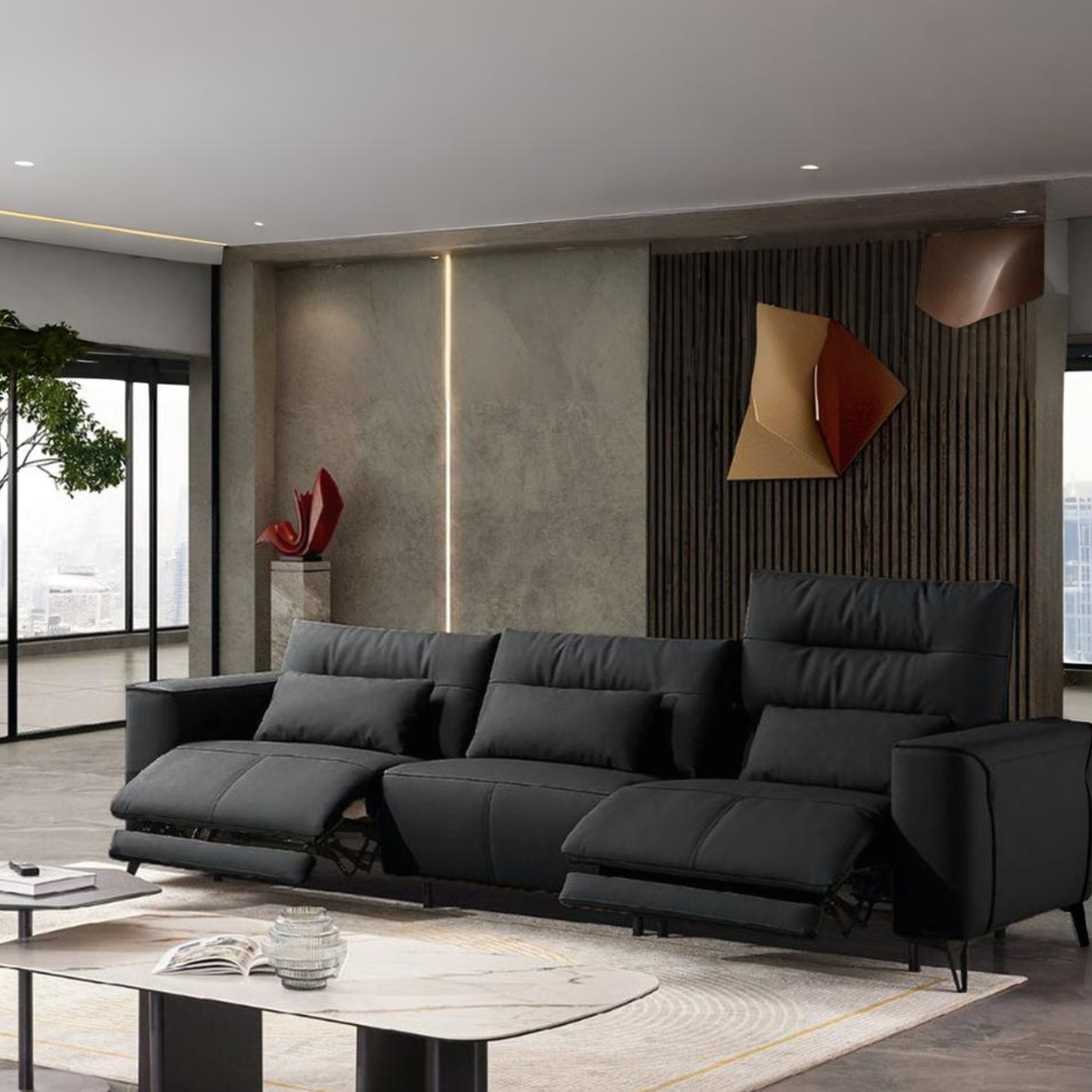 Klaussner Alessandro 3-Seater Leather Power Recliner Sofa With Chair