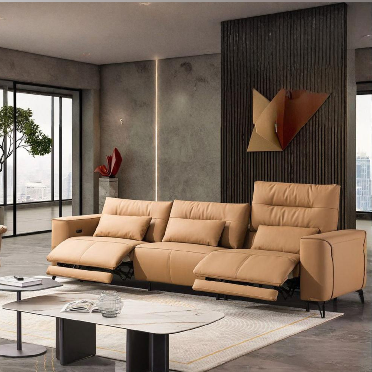 Klaussner Alessandro 3-Seater Leather Power Recliner Sofa With Chair