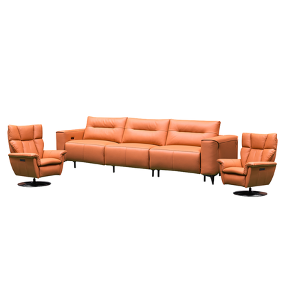 Klaussner Alessandro 3-Seater Leather Power Recliner Sofa With Chair