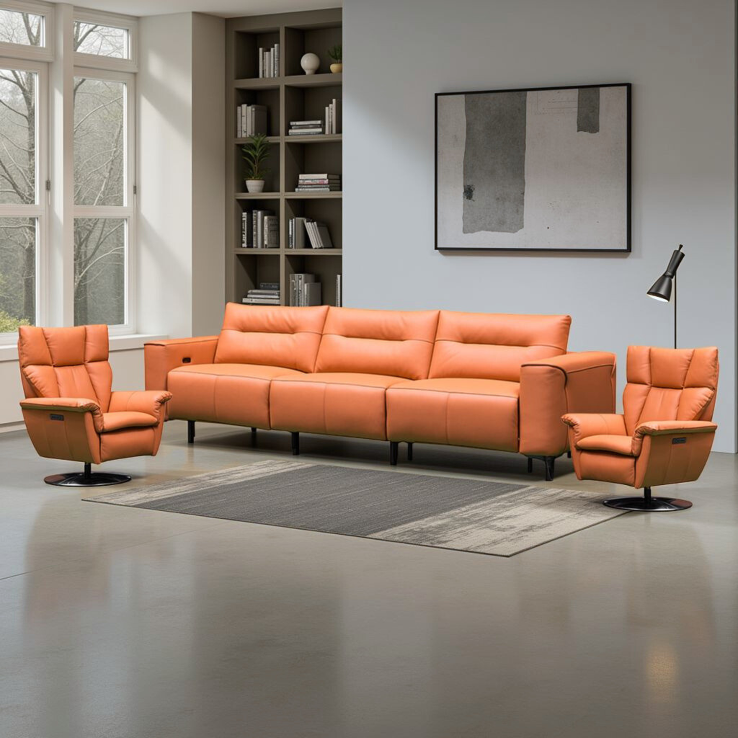 Klaussner Alessandro 3-Seater Leather Power Recliner Sofa With Chair