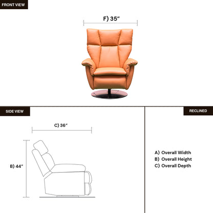 Klaussner Alessandro Double Power Leather Swivel Recliner