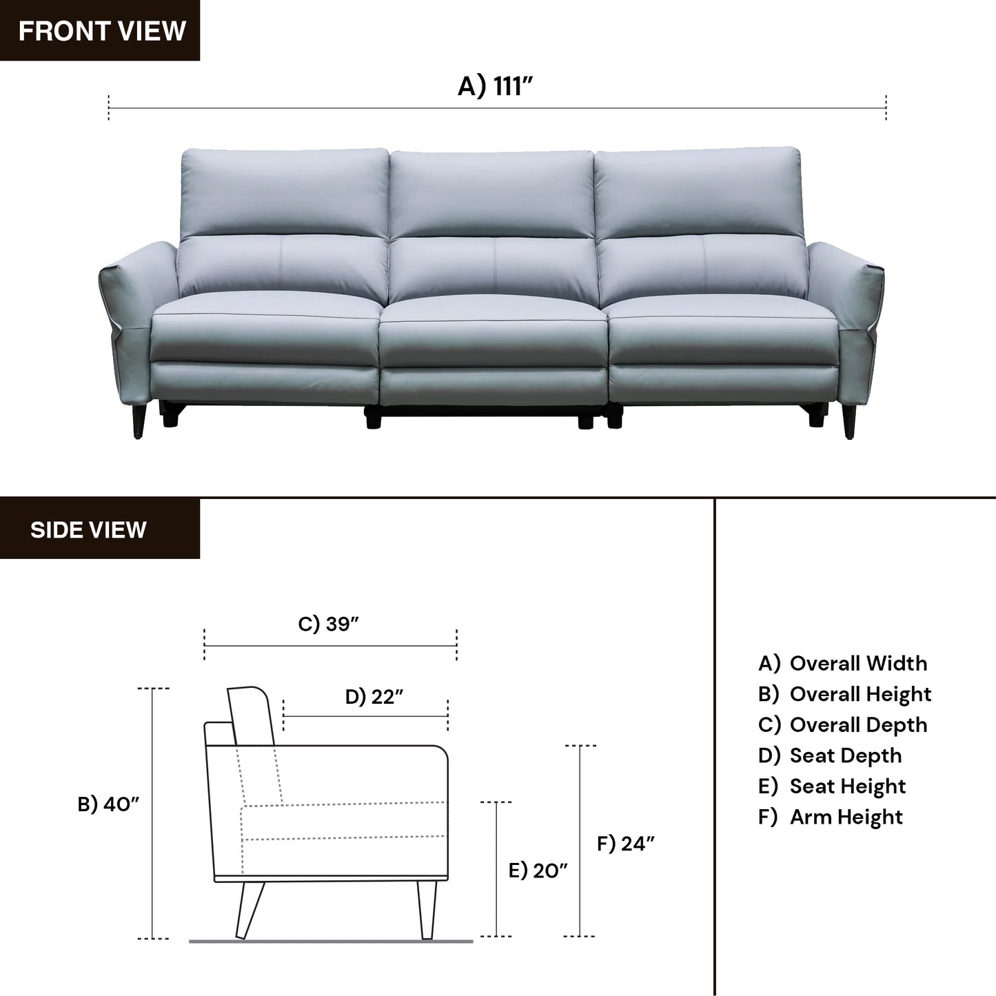 Klaussner Armonia Leather 3 Seater Motion Sofa