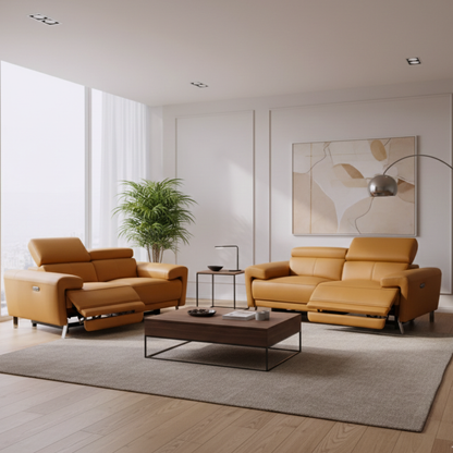 Klaussner Aura Leather Power Recliner Sofa and Loveseat