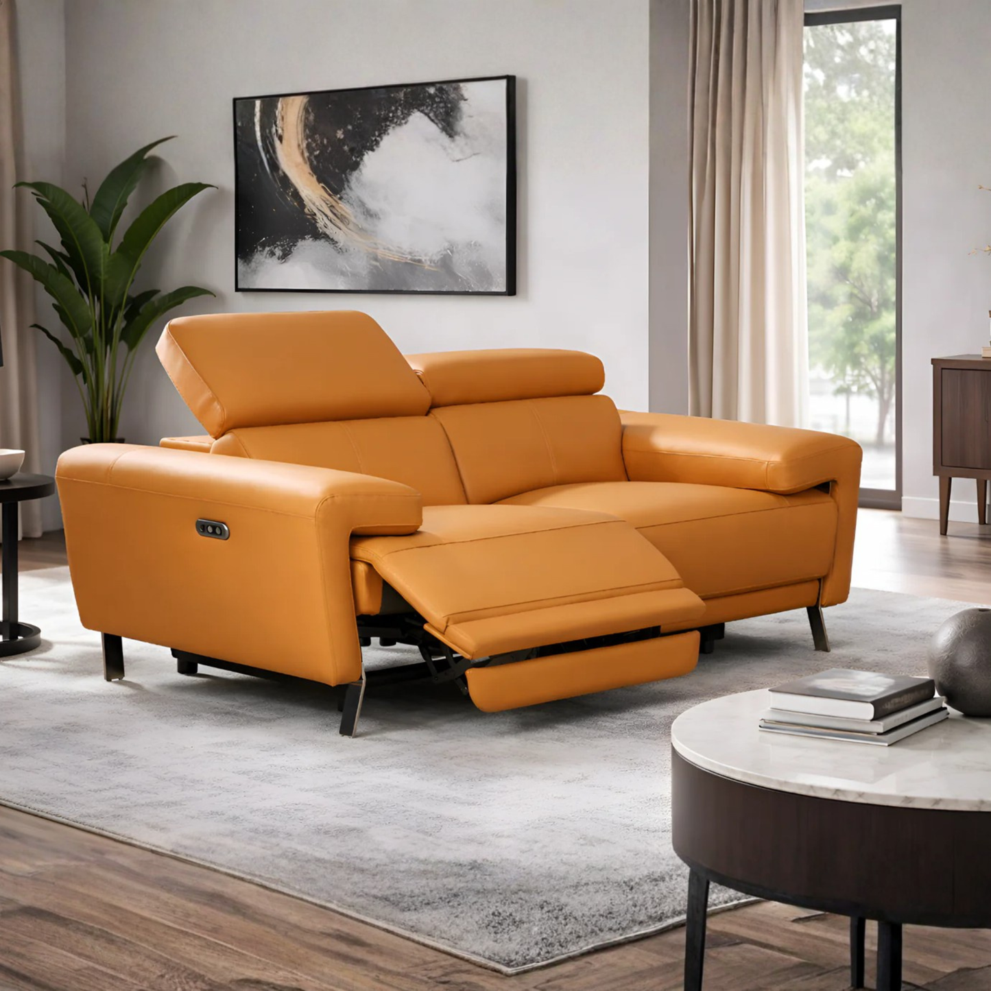 Klaussner Aura Leather Power Recliner Sofa and Loveseat