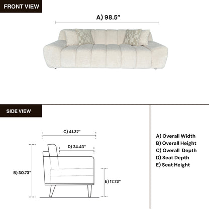 Klaussner Bellanzo Deep Tufted Luxury Bouclé Sofa with Square Arms-Comfortdesignfurniture