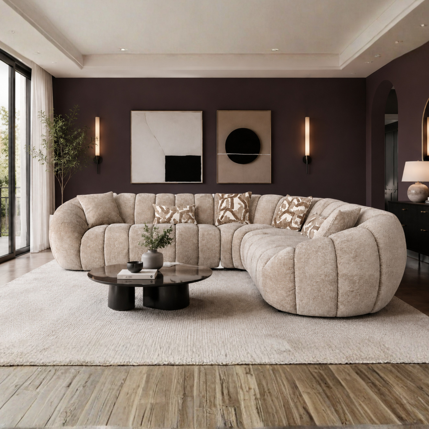 Klaussner Bellavero Fabric Sectional Sofa with Channel Tufted Seat-Comfortdesignfurniture