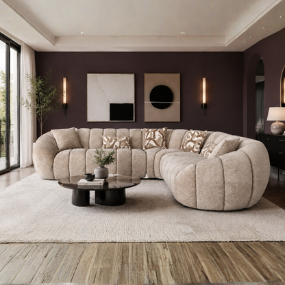 Klaussner Bellavero Fabric Sectional Sofa with Channel Tufted Seat-Comfortdesignfurniture