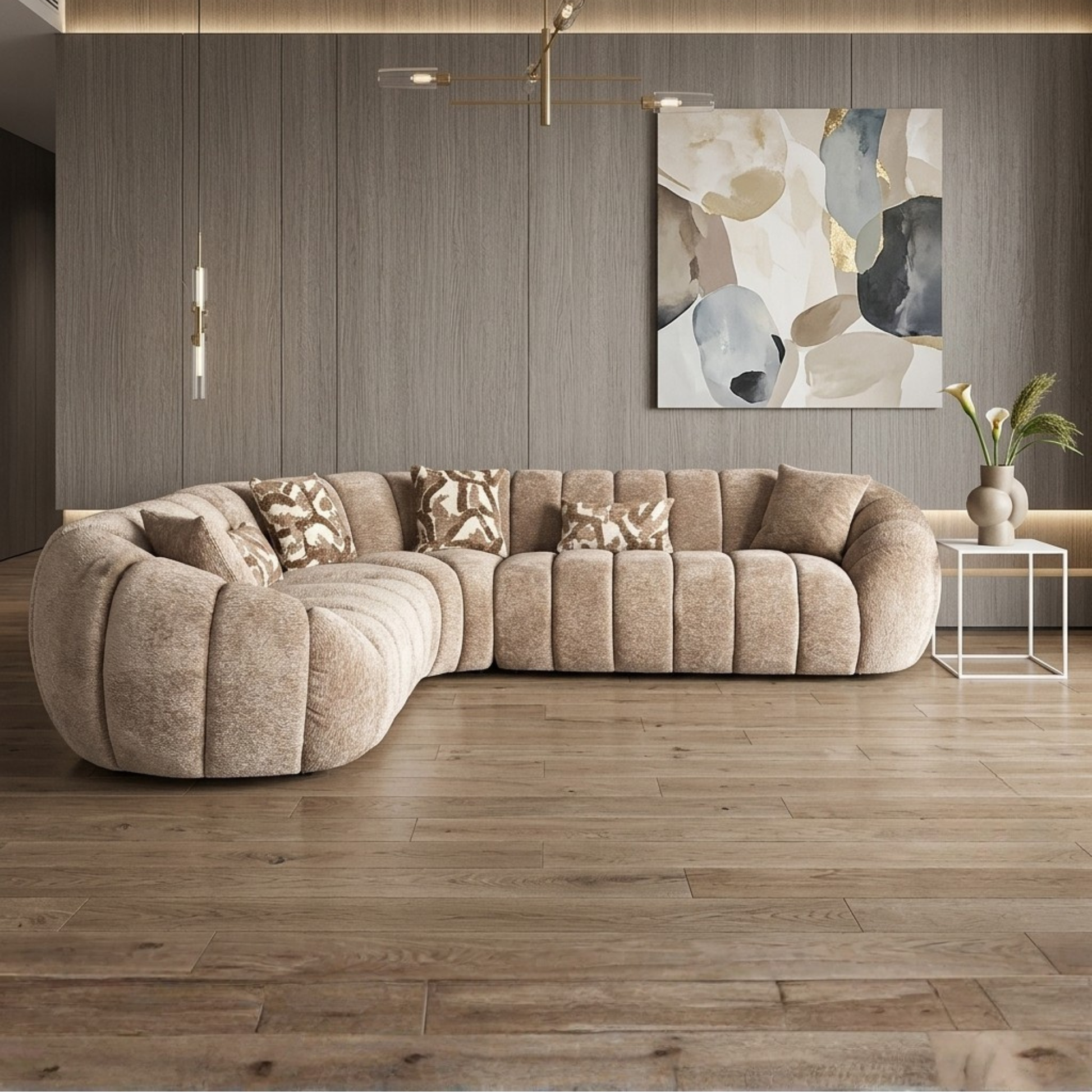 Klaussner Bellavero Fabric Sectional Sofa with Channel Tufted Seat-Comfortdesignfurniture