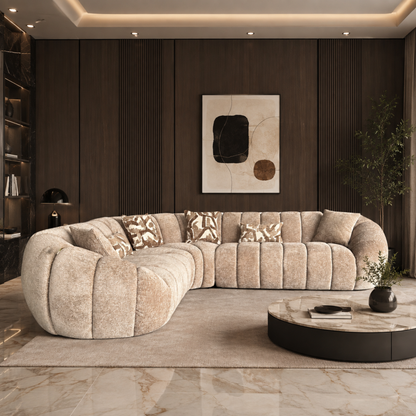 Klaussner Bellavero Fabric Sectional Sofa with Channel Tufted Seat-Comfortdesignfurniture