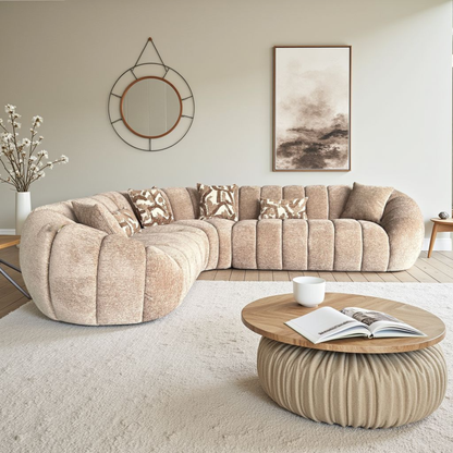 Klaussner Bellavero Fabric Sectional Sofa with Channel Tufted Seat-Comfortdesignfurniture