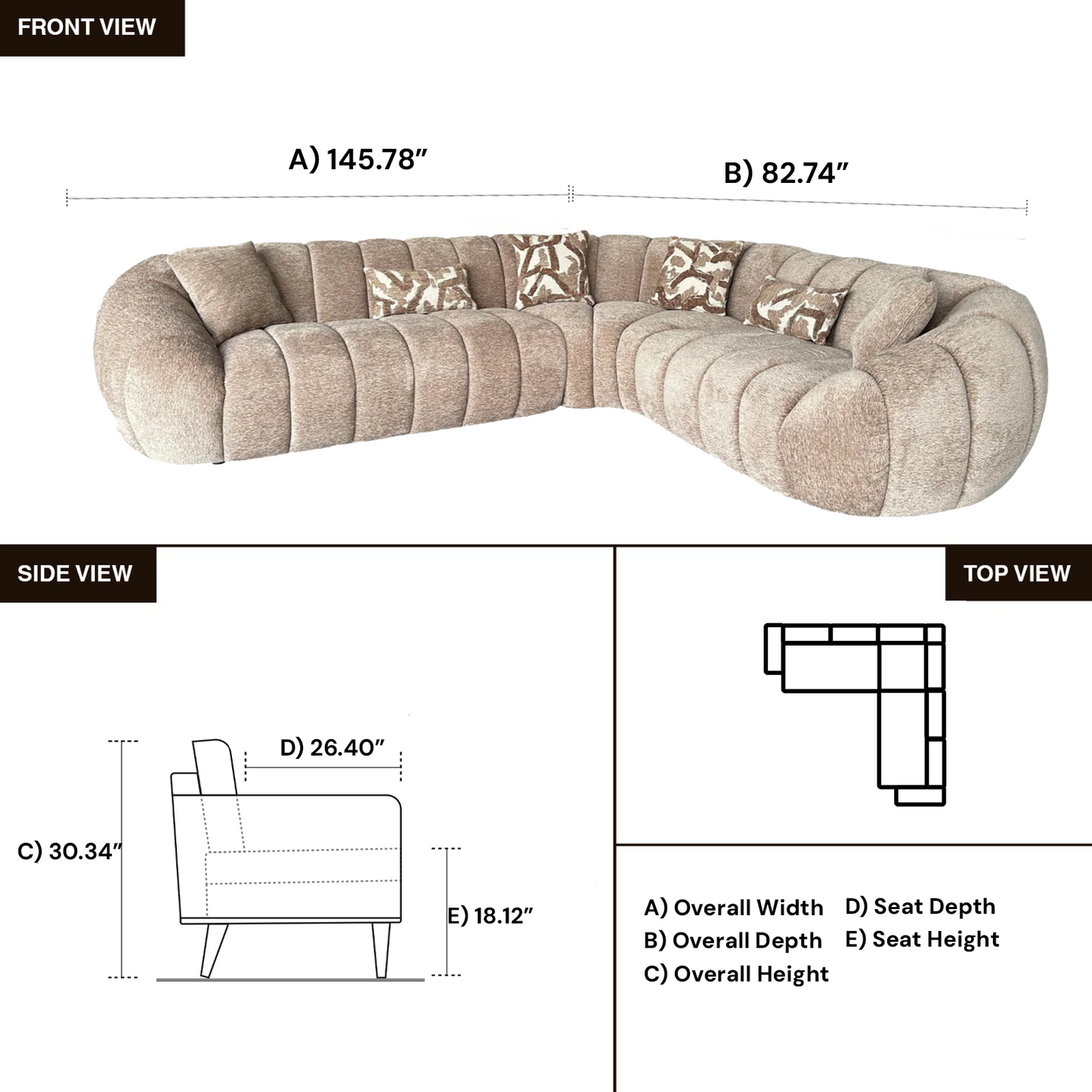 Klaussner Bellavero Fabric Sectional Sofa with Channel Tufted Seat-Comfortdesignfurniture