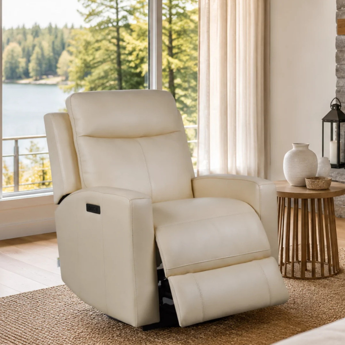 Klaussner Brento Leather Match Power Reclining chair with USB Charging-Comfort Design Furniture