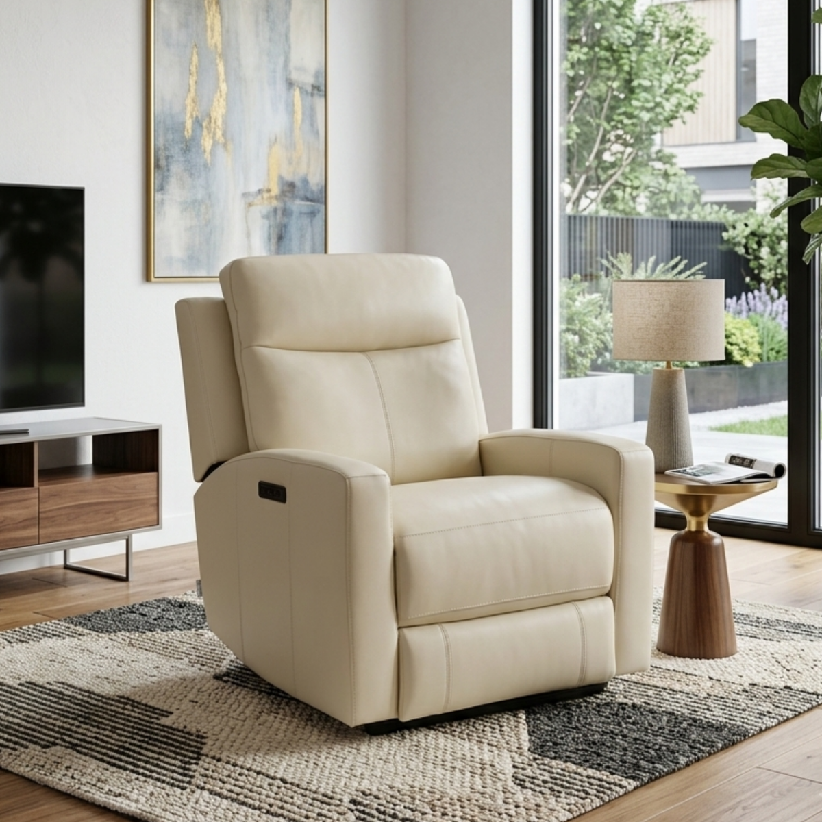 Klaussner Brento Leather Match Power Reclining chair with USB Charging-Comfort Design Furniture
