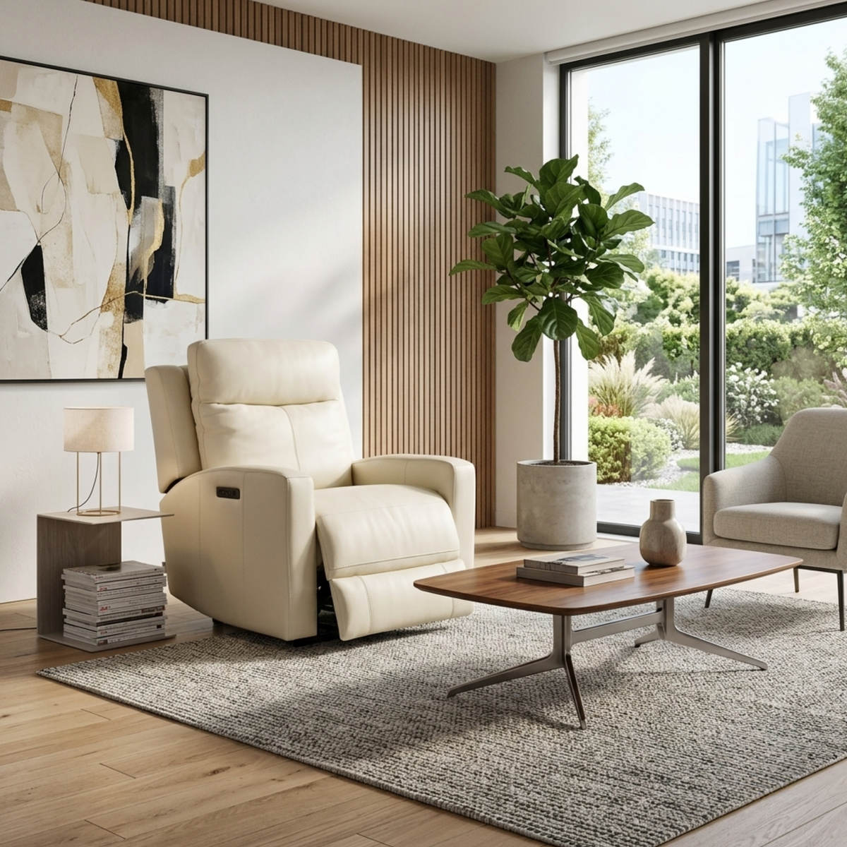 Klaussner Brento Leather Match Power Reclining chair with USB Charging-Comfort Design Furniture