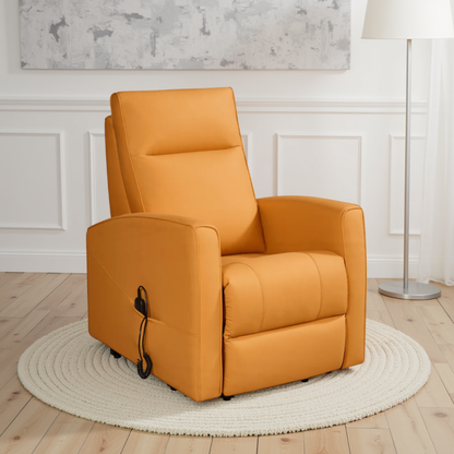 Klaussner Calessin Chestnut Orange Leather Recliner Lift Chair