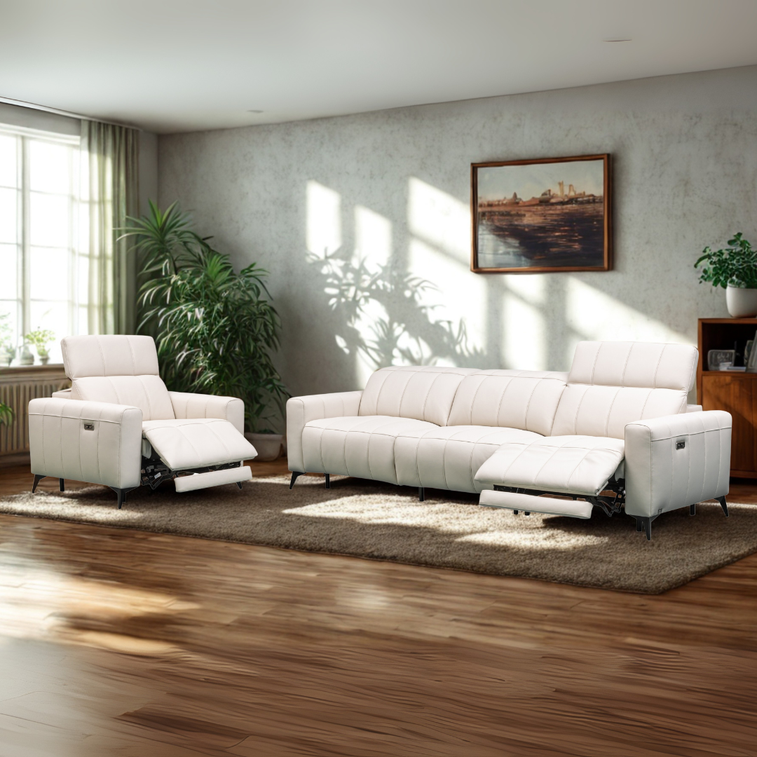 Klaussner Capri Leather Recliner Sofa With Chair