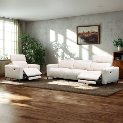 Klaussner Capri Leather Recliner Sofa With Chair