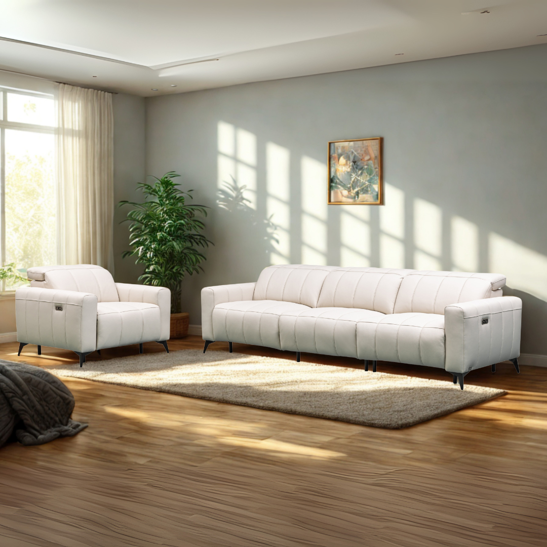 Klaussner Capri Leather Recliner Sofa With Chair