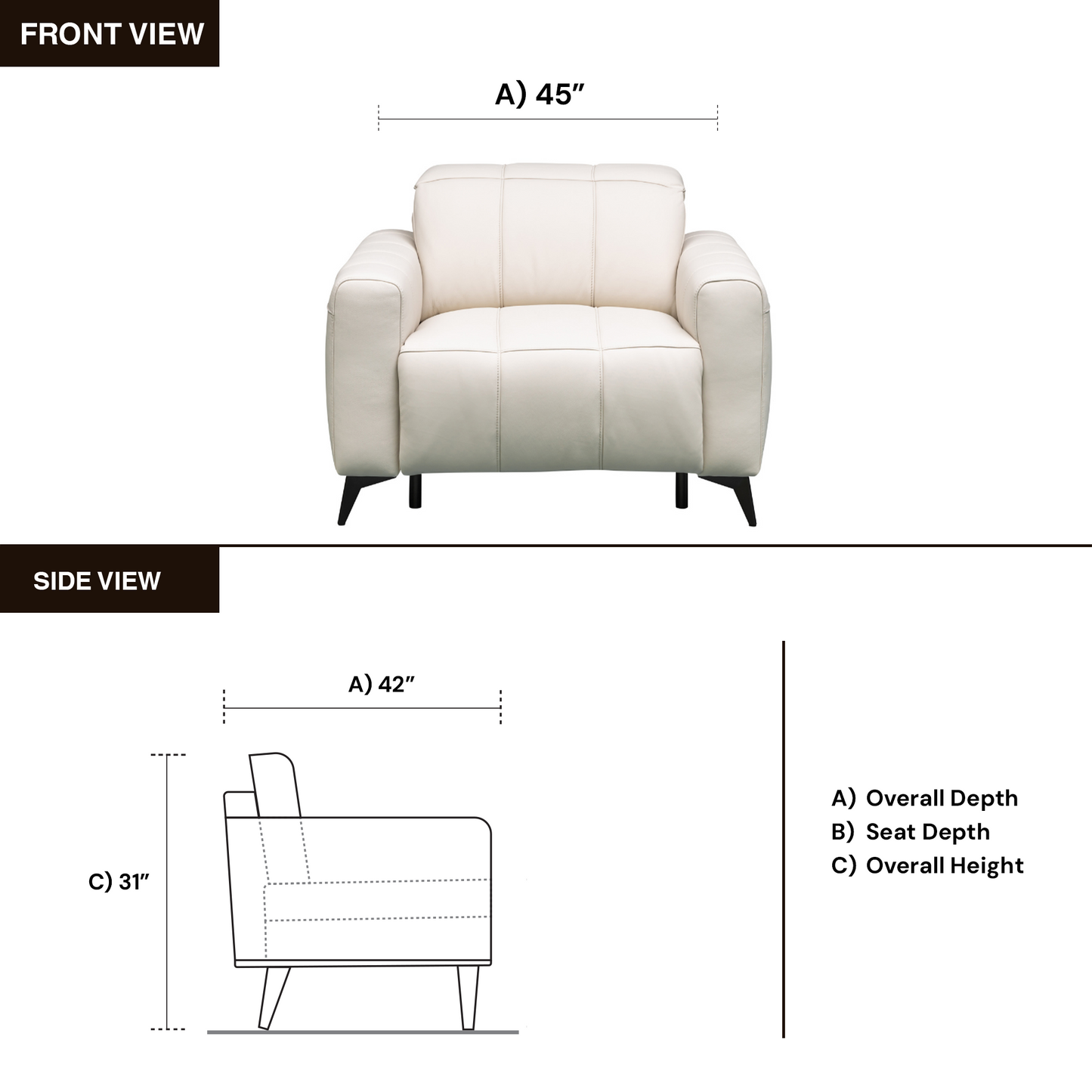 Klaussner Capri Power Reclining Chair With Power Footrest And Adjustable Headrest