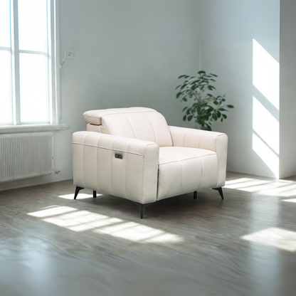 Side view of Klaussner Capri Power Reclining Chair With Power Footrest And Adjustable Headrest-Comfort Furniture