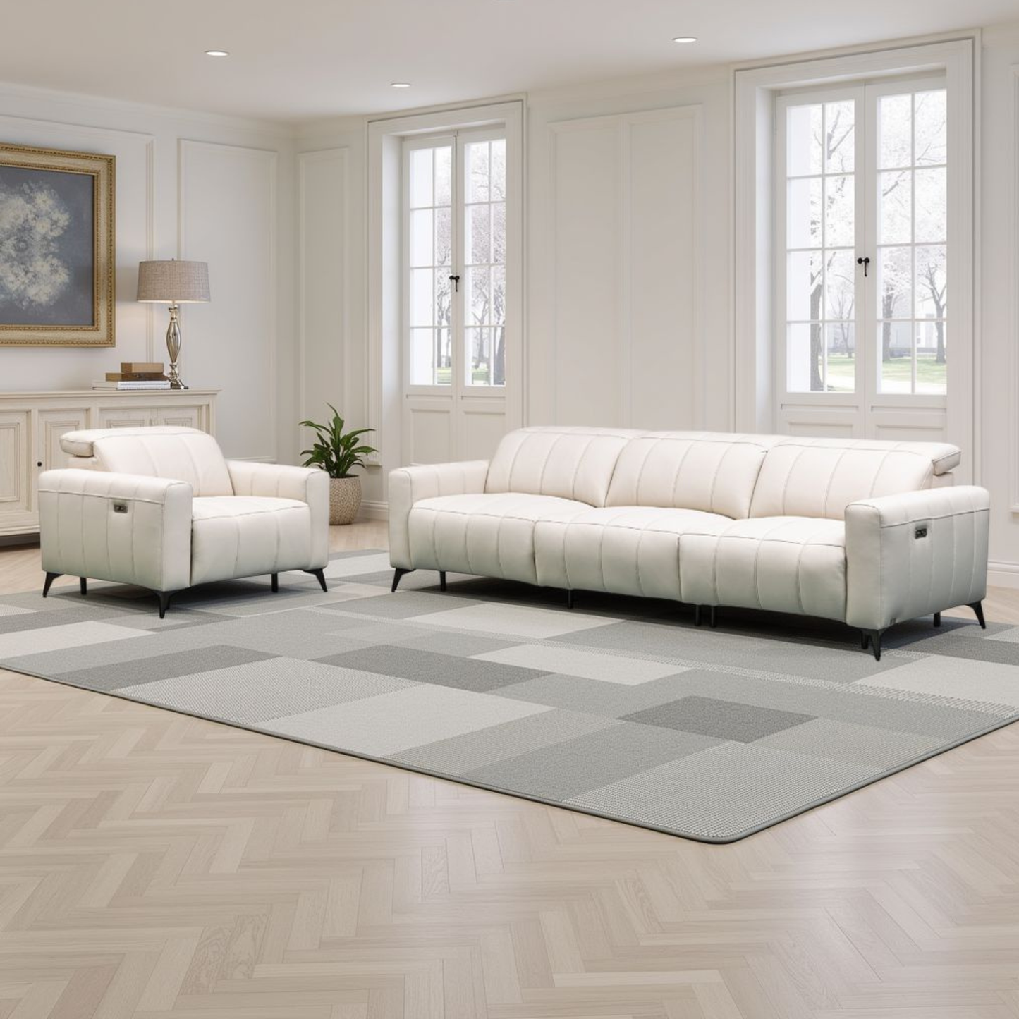 Klaussner Capri Leather Recliner Sofa With Chair