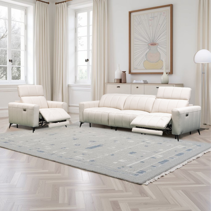 Klaussner Capri Leather Recliner Sofa With Chair