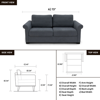 Klaussner Casea Rolled Arm Fabric Sleeper Sofa