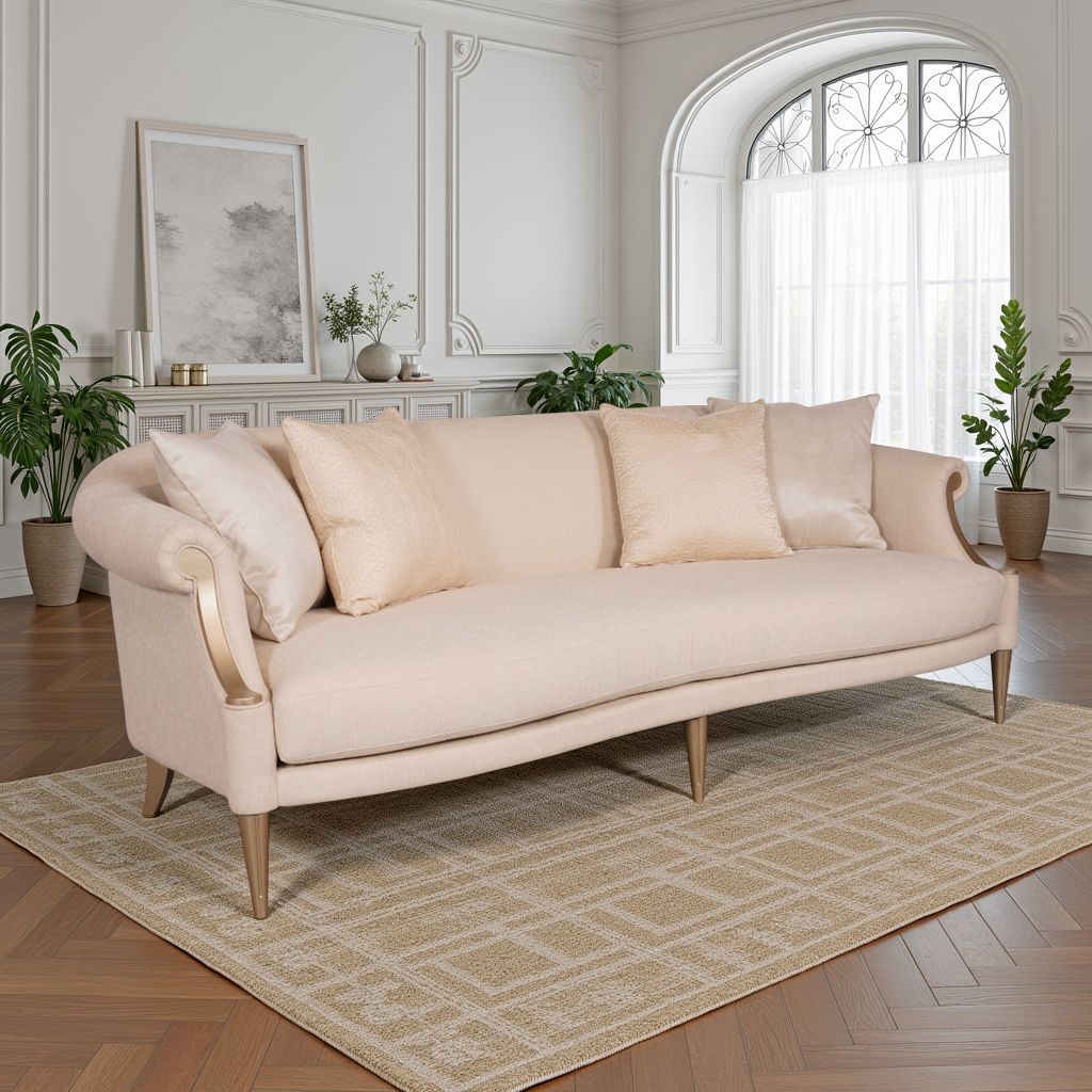 Klaussner Clarkson 3-Seater White Cream Fabric Sofa with Rolled Arms