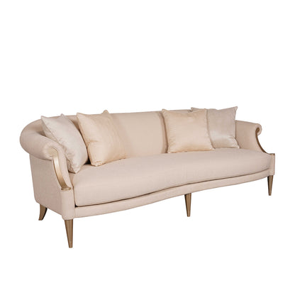 Klaussner Clarkson 3-Seater White Cream Fabric Sofa with Rolled Arms