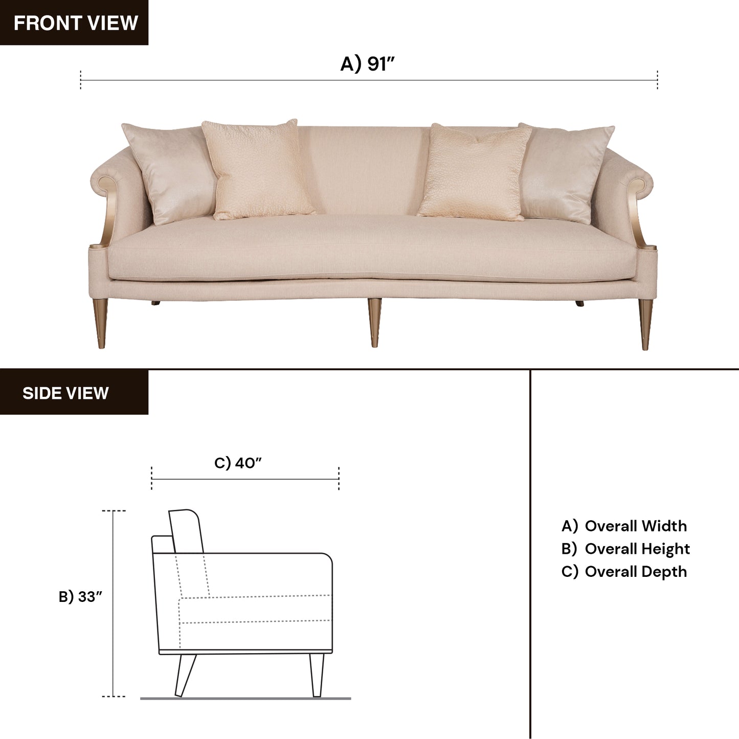 Klaussner Clarkson 3-Seater White Cream Fabric Sofa with Rolled Arms