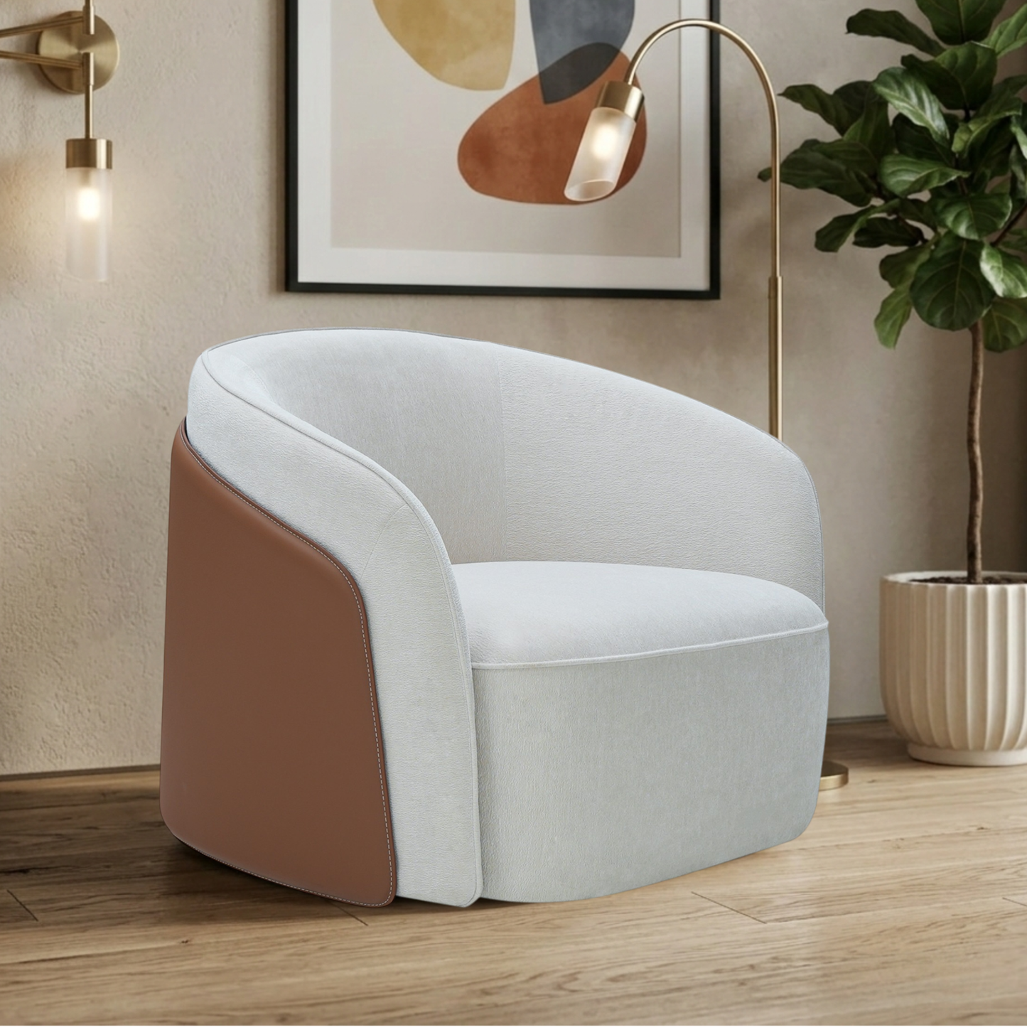 Klaussner Clause Off-White Upholstered Lounge Chair