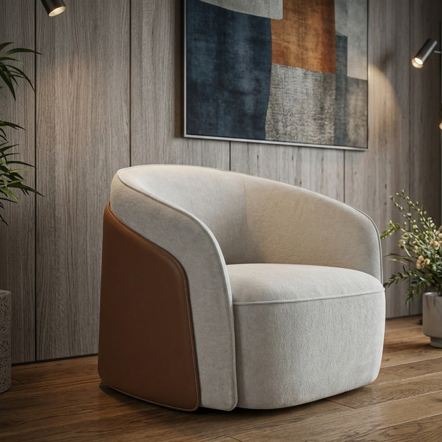 Klaussner Clause Off-White Upholstered Lounge Chair