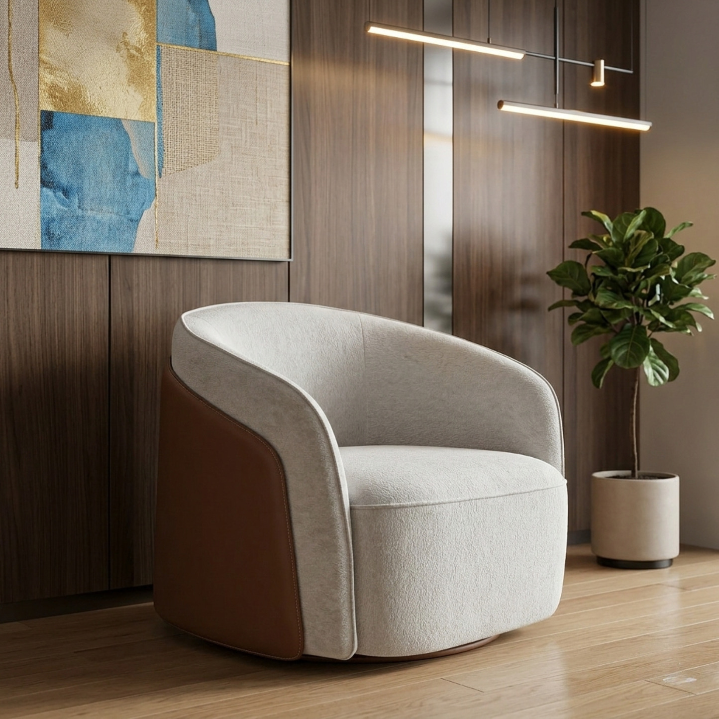 Klaussner Clause Off-White Upholstered Lounge Chair