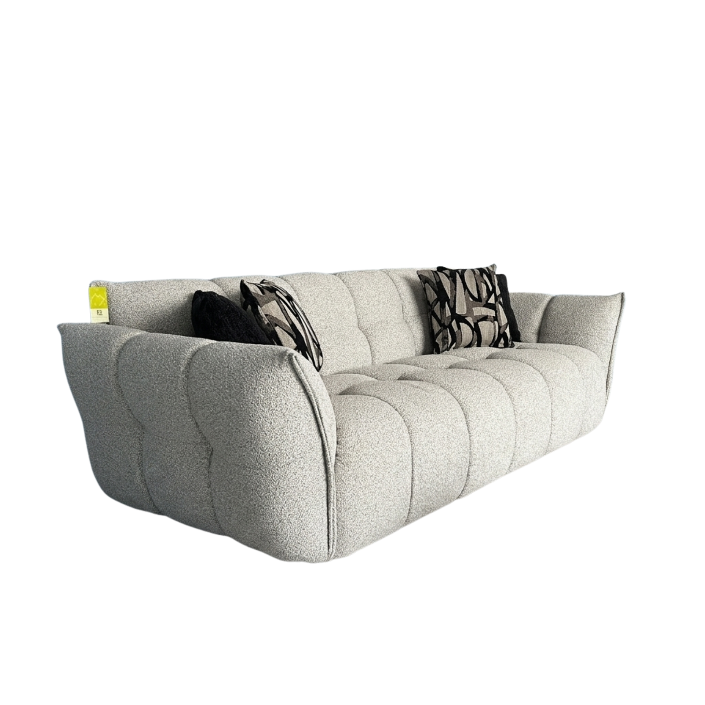 Klaussner Faviano Fabric Modern Curved Sofa with Sculpted Arms
