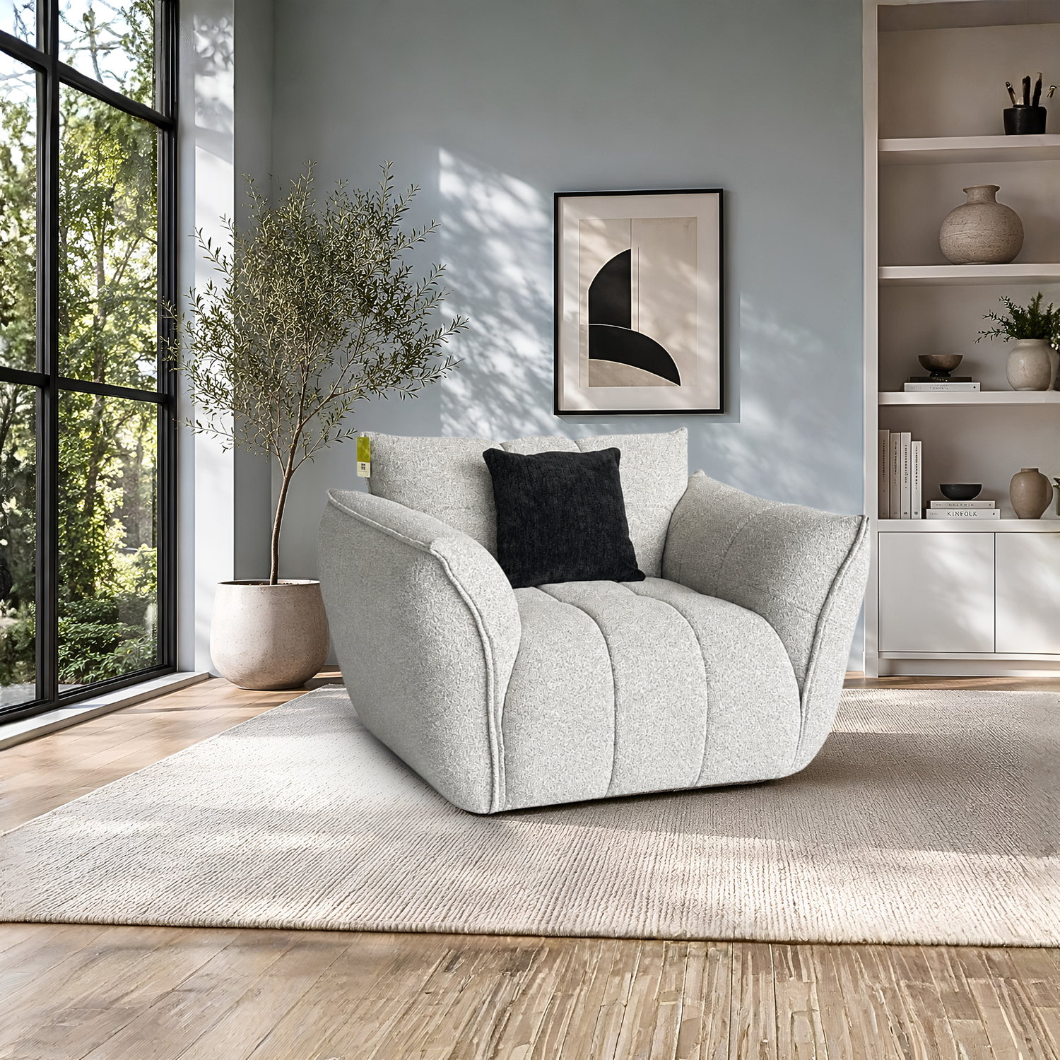 Klaussner Faviano Polyester Accent Chair with Sculpted Curved Frame-Comfort Design Furniture