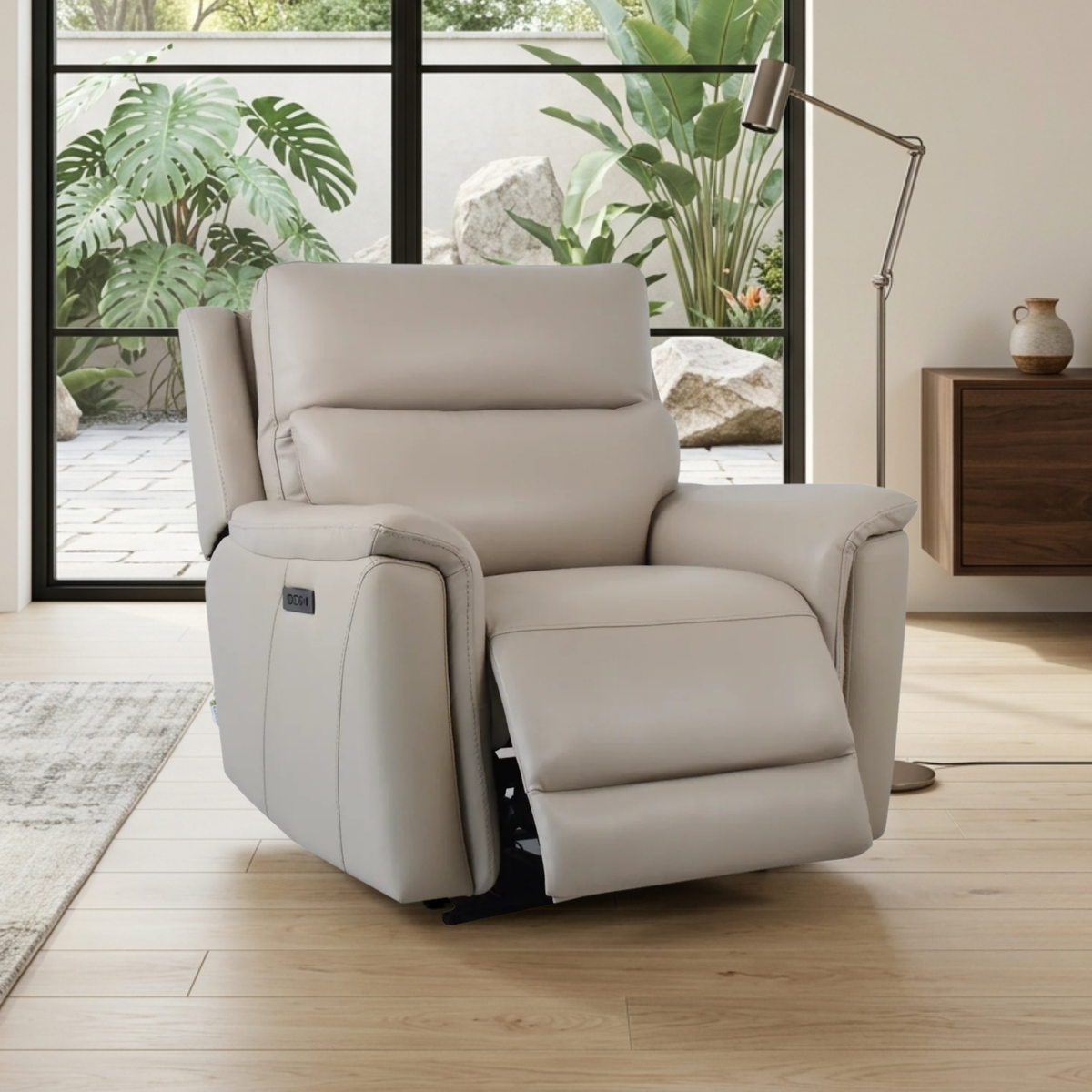 Klaussner Geneva Leather Dual Motor Power Reclining Chair with USB charging- Comfortdesignfurniture