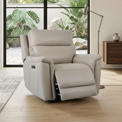 Klaussner Geneva Leather Dual Motor Power Reclining Chair with USB charging- Comfortdesignfurniture