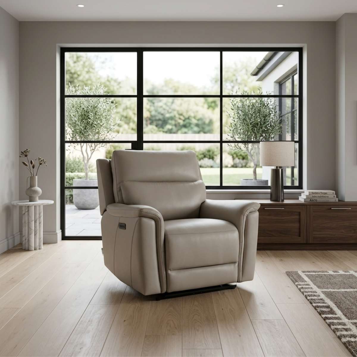 Klaussner Geneva Leather Dual Motor Power Reclining Chair with USB charging- Comfortdesignfurniture
