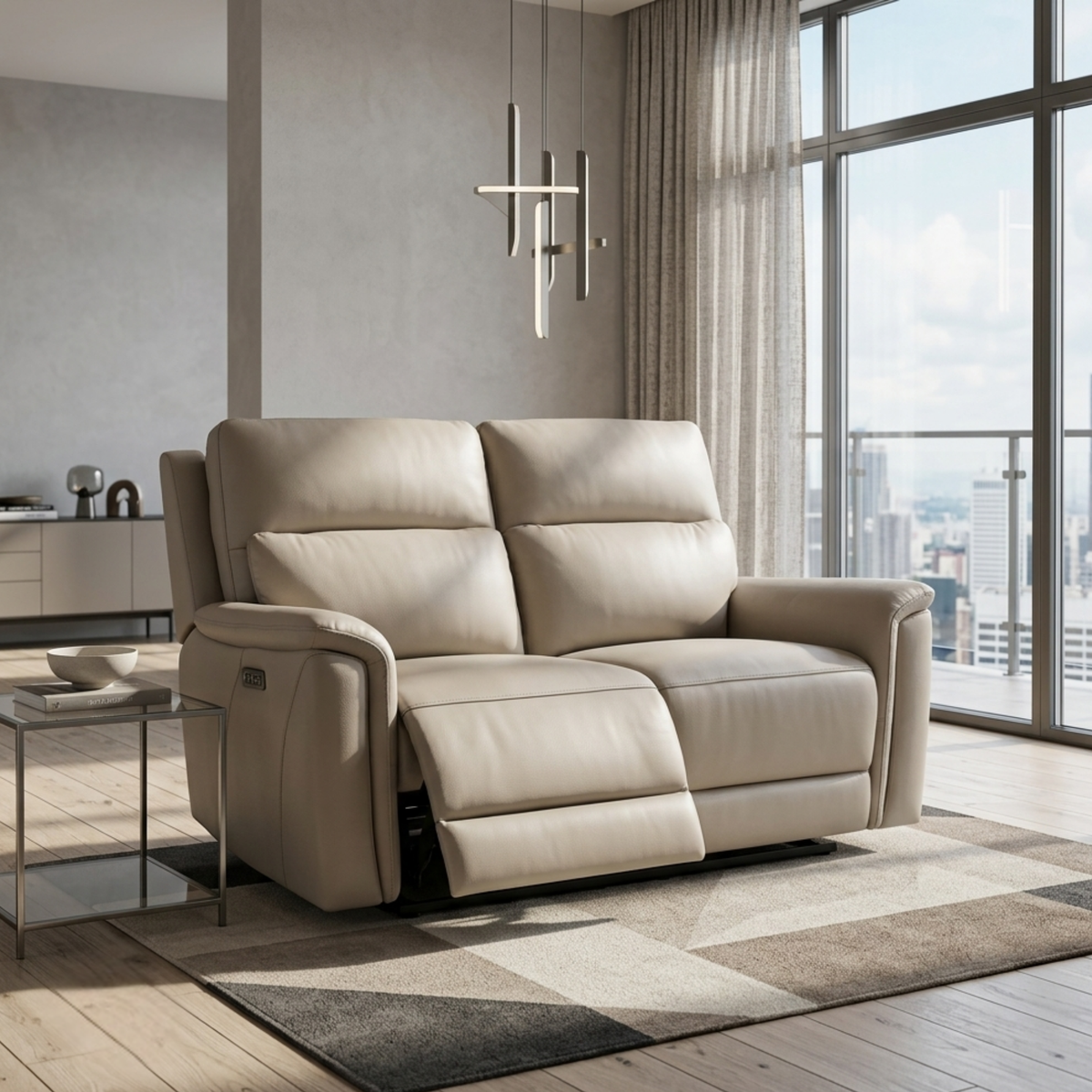 Klaussner Geneva Leather Power Reclining Loveseat with USB charging- Comfortdesignfurniture