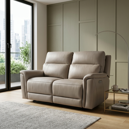 Klaussner Geneva Leather Power Reclining Loveseat with USB charging- Comfortdesignfurniture