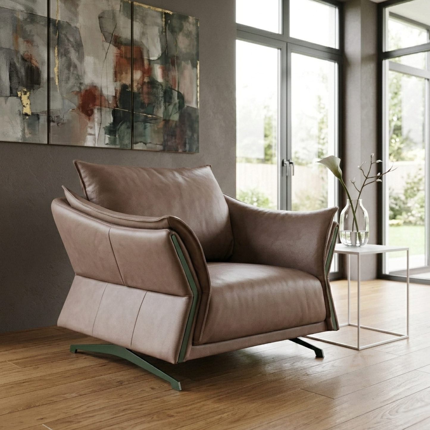 Klaussner Giada Leather Chair in Brown
