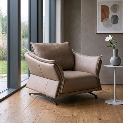 Klaussner Giada Leather Chair in Brown